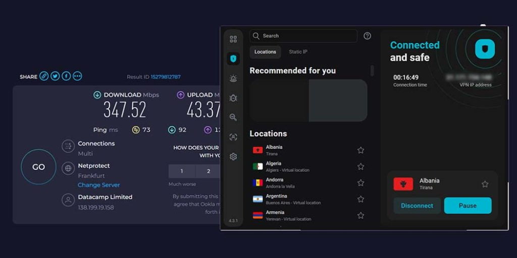 surfshark vpn speed test result